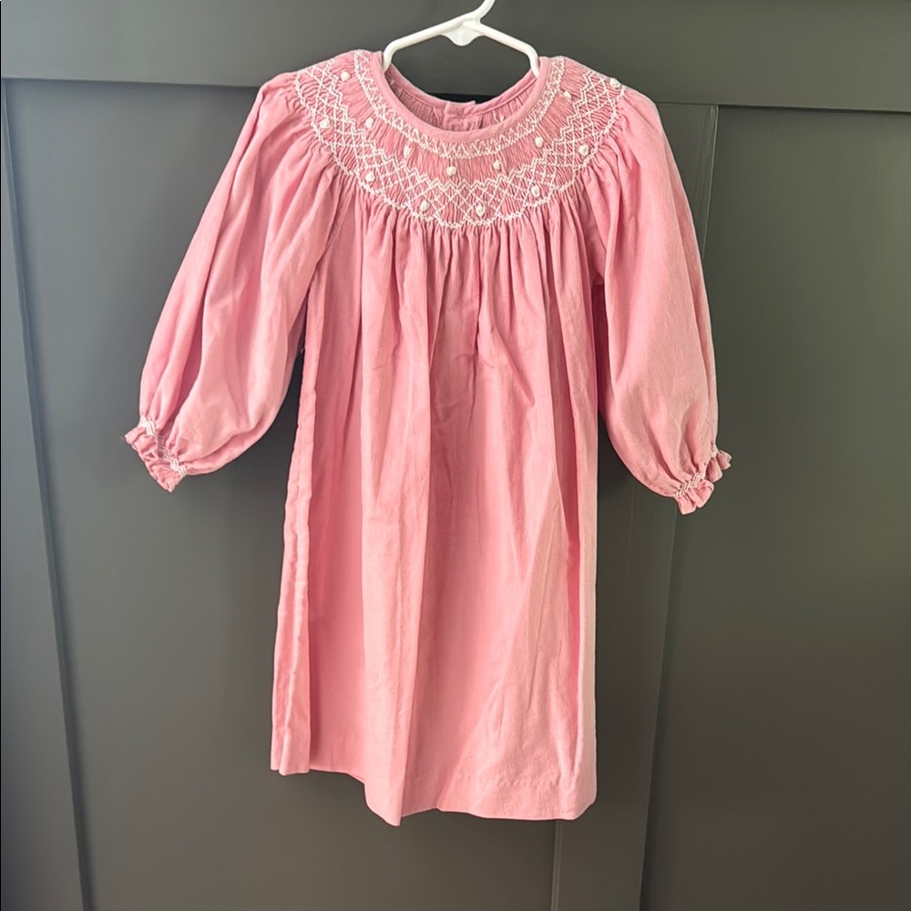 Pink Corduroy Smocked Dress